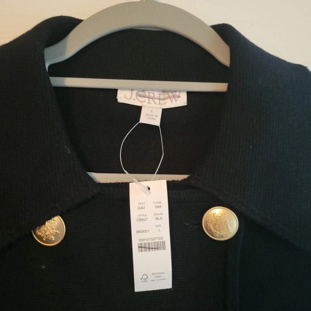 J.Crew Women's Warwick Merino Wool Blend Sweater‎ Blazer CB927 Black Size Large